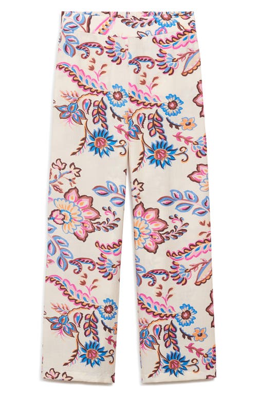 Shop Mango Floral Pants In Ecru