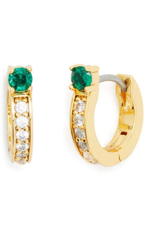 Kate Spade New York cubic zirconia huggie earrings in Emerald. at Nordstrom