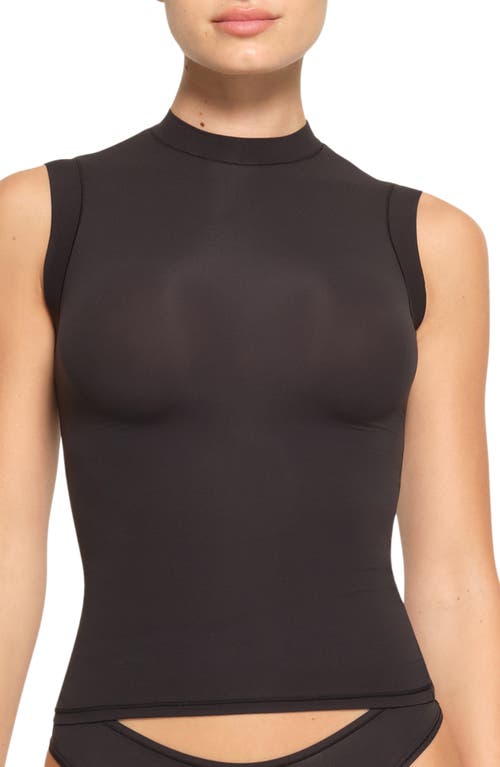 SKIMS Fits Everybody Mock Neck Sleeveless Tank Top in Onyx at Nordstrom, Size X-Small