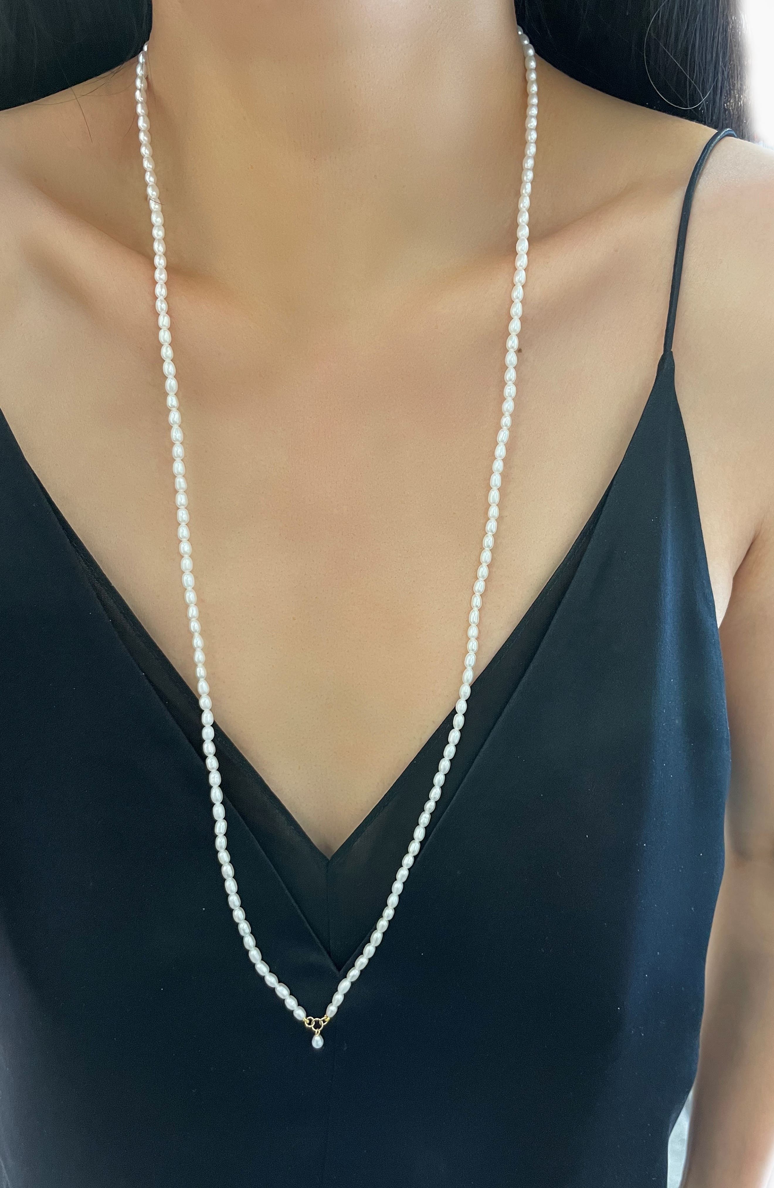 Poppy Finch Long Keshi Pearl Necklace 