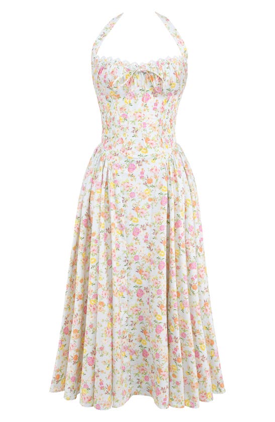 Shop House Of Cb Adabella Floral Pleated Halter Sundress In Floral Print