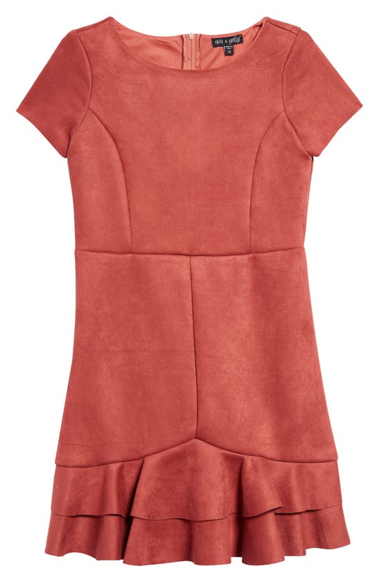 Ava & Yelly Kids' Sueded Scuba A-line Dress In Rust