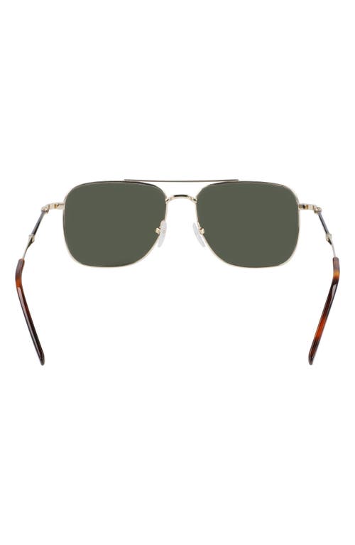 Shop Ferragamo 56mm Rectangle Sunglasses In Gold/tortoise/green