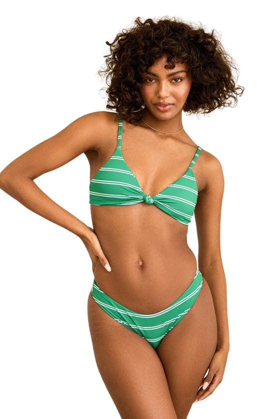 Dippin Daisys Nocturnal Cheeky Bikini Bottom In Green Moto Stripe