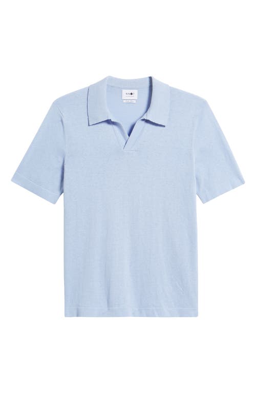 Shop Nn07 Ryan 6311 Cotton & Linen Johnny Collar Polo In Brunnera Blue