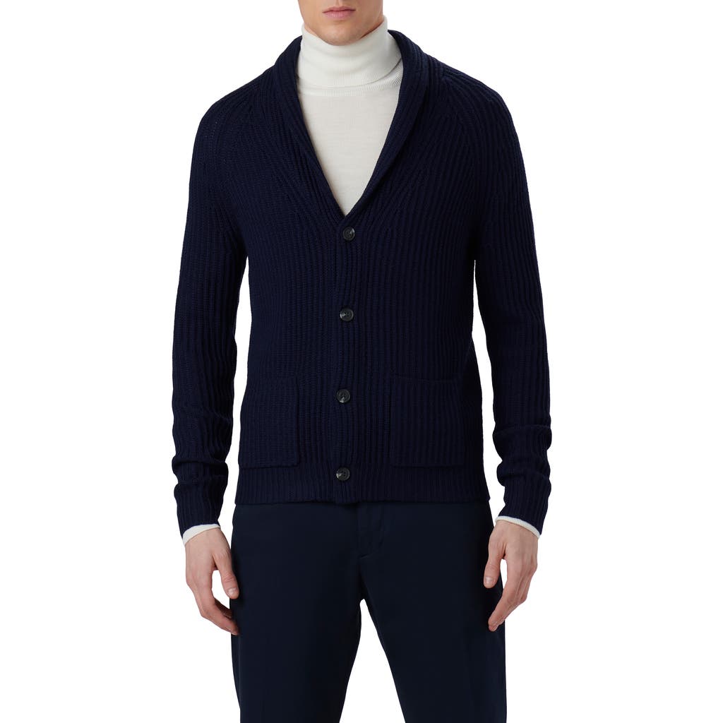 Bugatchi Men's Long-sleeve Wool-blend Cardgian In Navy