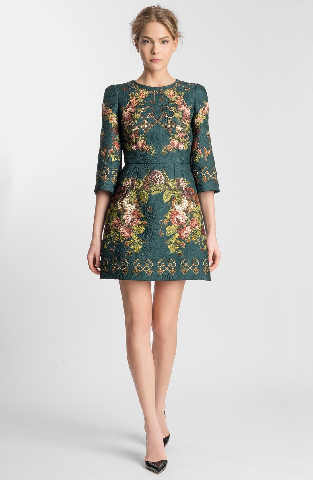 Dolce&Gabbana Key Print Floral Brocade Dress Nordstrom
