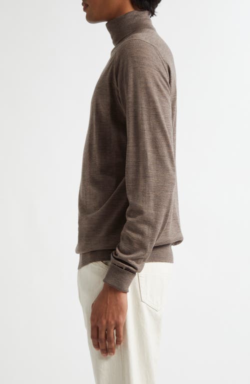 Shop John Smedley Richard Turtleneck Merino Wool Sweater In Mushroom