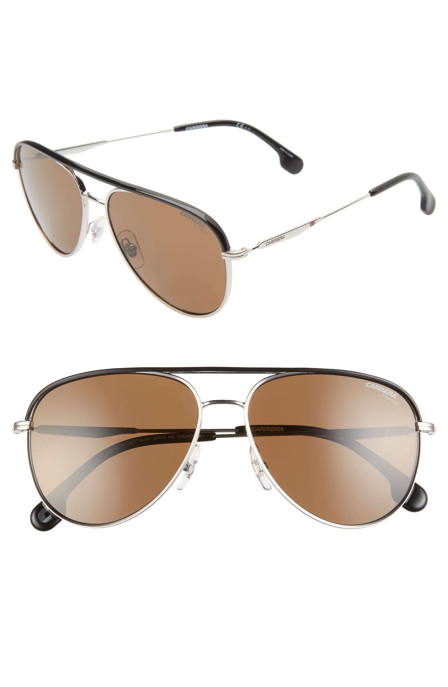Carrera Eyewear 58mm Polarized Aviator Sunglasses Nordstrom
