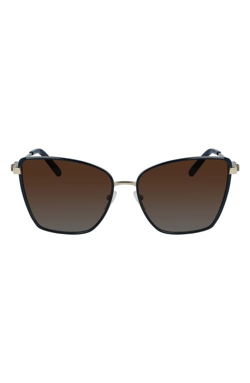 FERRAGAMO Vara 59mm Rectangular Sunglasses in Light Gold/Blue at Nordstrom