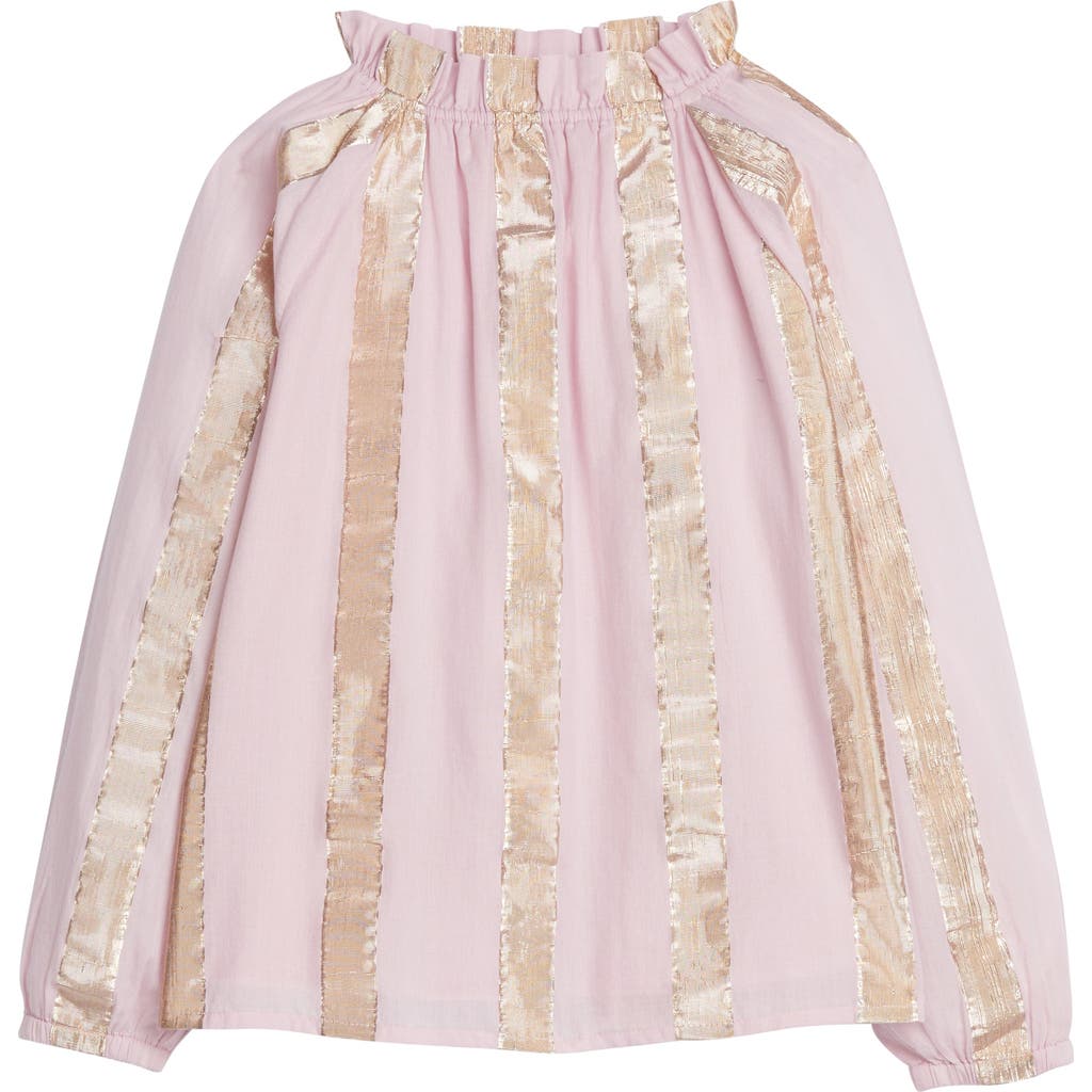 Bisby Kids' Shimmer Stripe Tory Top In Pink Metallic Stripe