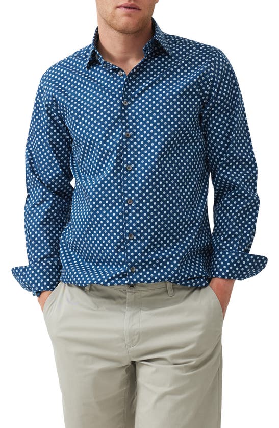 Shop Rodd & Gunn Glencoe Sports Fit Dot Print Button-up Shirt In Bluesteel