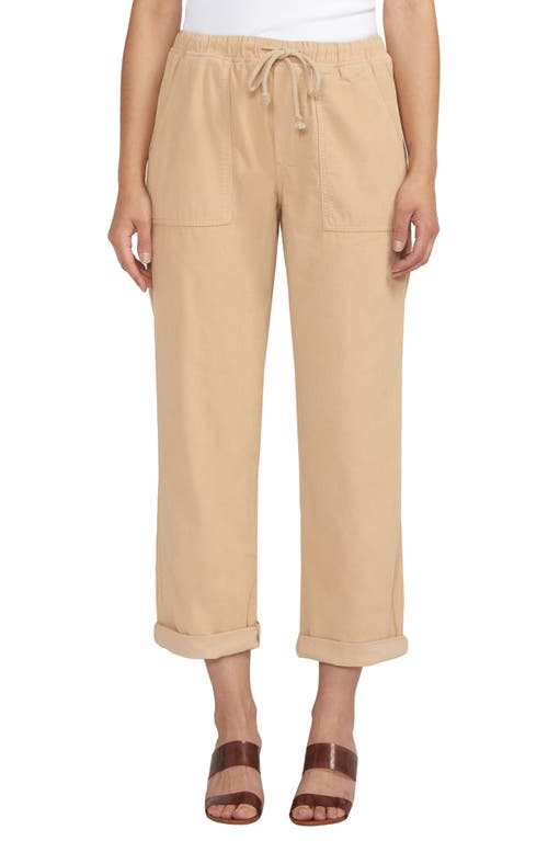 Relaxed Fit Cotton Corduroy Ankle Drawstring Pants in Humus