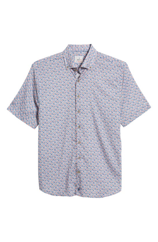Shop Johnnie-o Sona Deco Print Short Sleeve Stretch Button-down Shirt In Lake