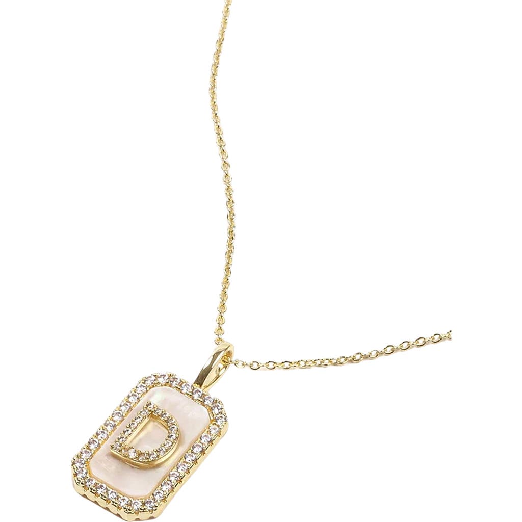 Melinda Maria Love Letters Double Sided Mother-of-pearl Initial Pendant Necklace In White Cubic Zirconia/gold - D