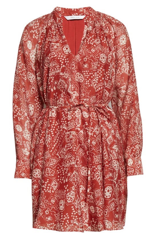 Rebecca Taylor Labyrinth Abstract Print Cotton & Silk Dress In Labyrinth Print Red