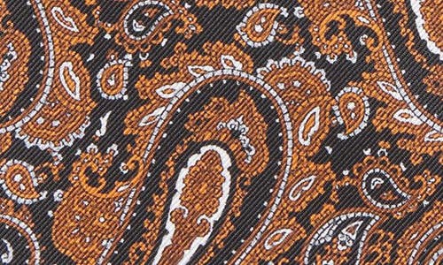 Clifton Wilson Paisley Silk Pocket Square In Copper