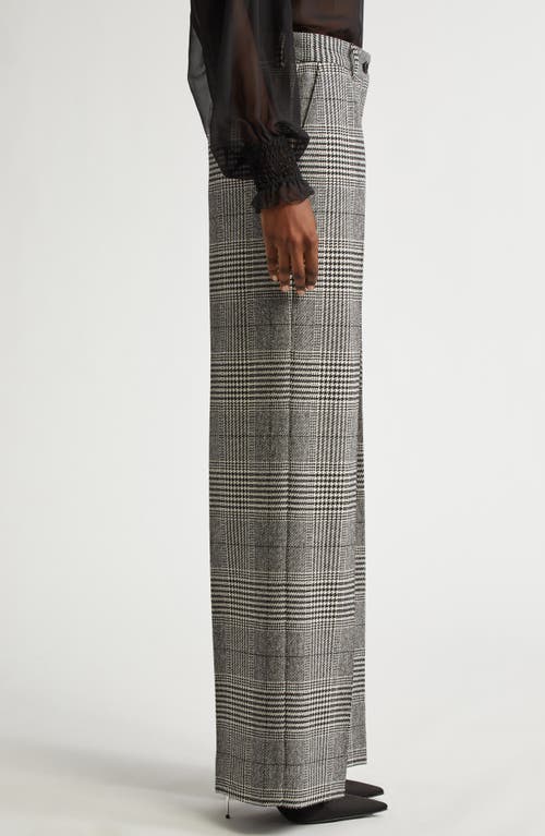 Shop Dolce & Gabbana Dolce&gabbana Houndstooth Check Wool & Cashmere Wide Leg Trousers In S8100 Quadri-check-tartan