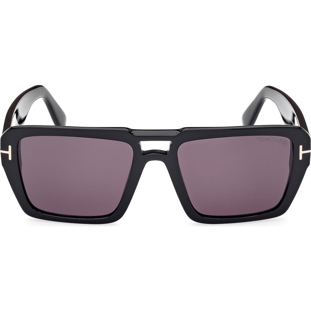 Tom Ford Redford 56mm Navigator Sunglasses In Black