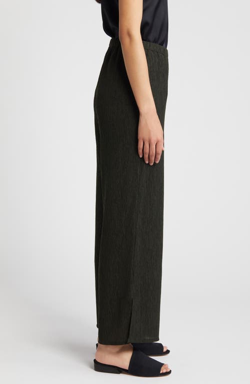 Shop Eileen Fisher Crinkled Wide Leg Pants In Seaweed