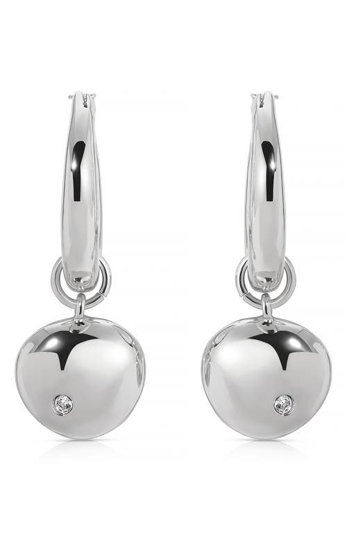Shop Ettika Polished Pebbles Drop Hoop Earrings In Rhodium