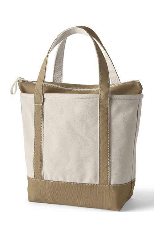 Shop Lands' End Zip Top Canvas Tote Bag In Natural/cafe Au Lait