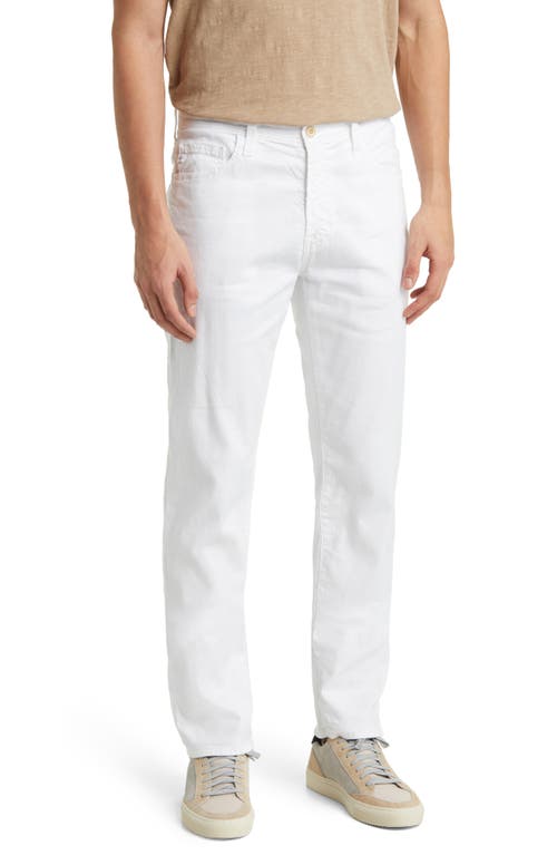 Everett Slim Straight Leg Stretch Cotton & Linen Pants in White