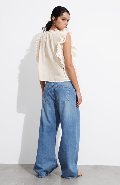 Shop & Other Stories Ruffle Sleeveless Top In White Dusty Light