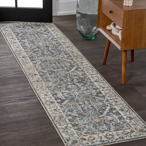 Jonathan Y Brandy Rustic Border Low-pile Machine-washable Area Rug In Dark Gray/cream