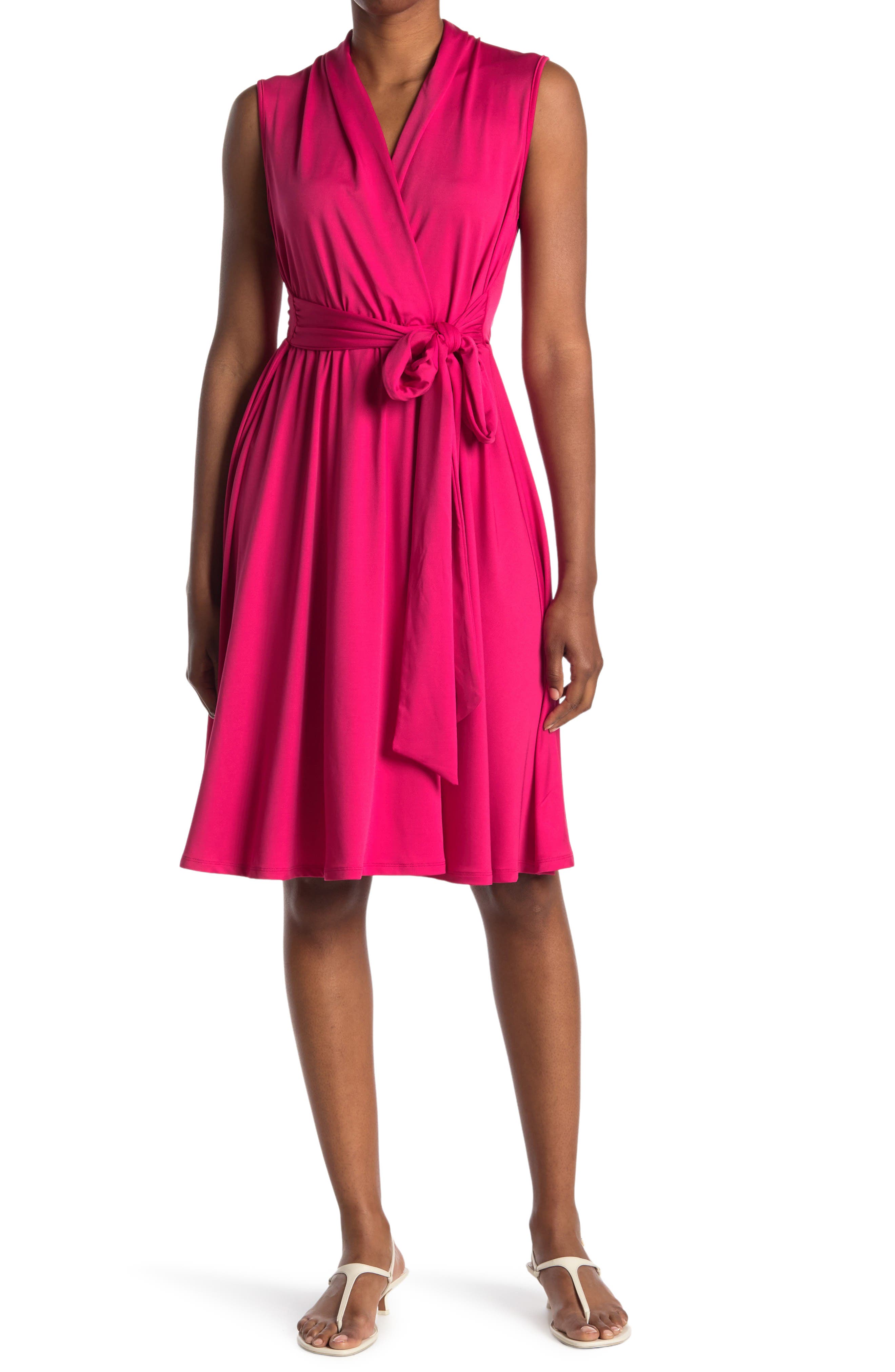 Love By Design Prescott Sleeveless Wrap Dress In Bright Rose