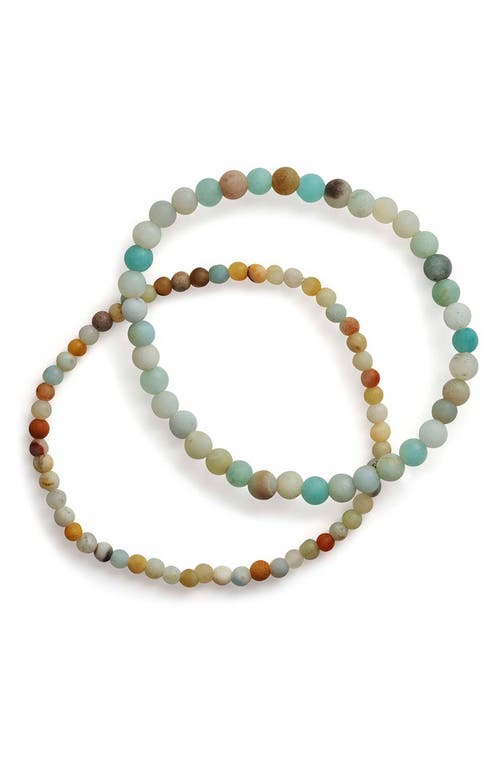 Sterling Forever Stone 2-pack Beaded Stretch Bracelets In Macaron