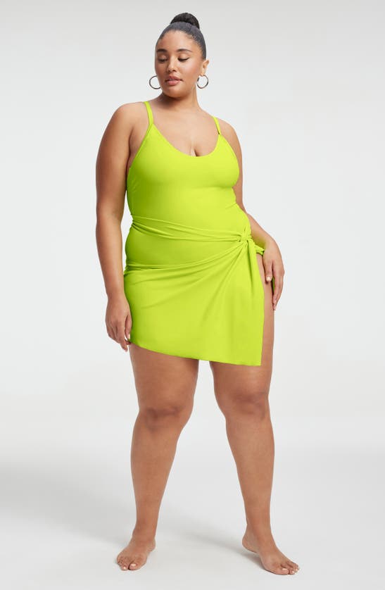 Shop Good American Twist Mini Cover-up Sarong In Electric Lime002