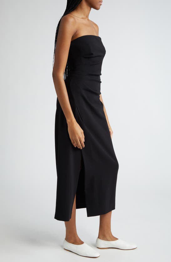 Shop Proenza Schouler Shira Strapless Matte Crepe Midi Dress In Black