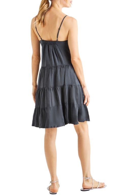 Shop Splendid Shannon Tiered Crinkled Mini Sundress In Lead