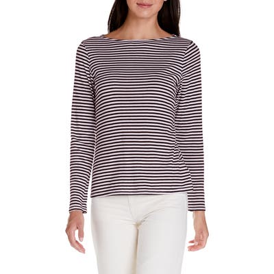 Michael Stars Kailee Stripe Boatneck Tee, Size One Size - Black
