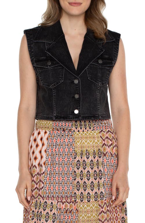 Notched Collar Crop Denim Vest in Rawlins