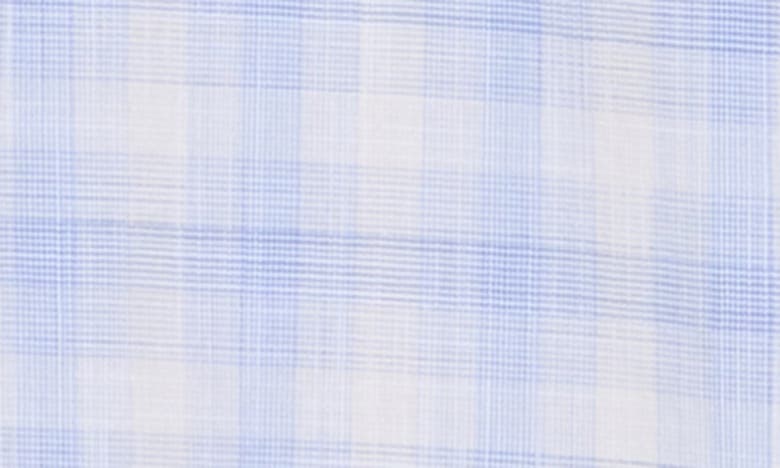 Shop David Donahue Check Poplin Casual Short Sleeve Cotton Button-up Shirt In Blue