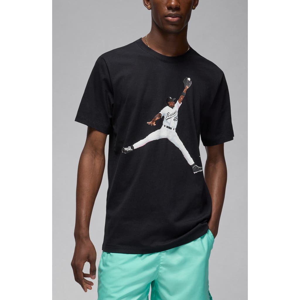 Jordan Mens Flight Mvp Short Sleeve Crew In Black/white/white