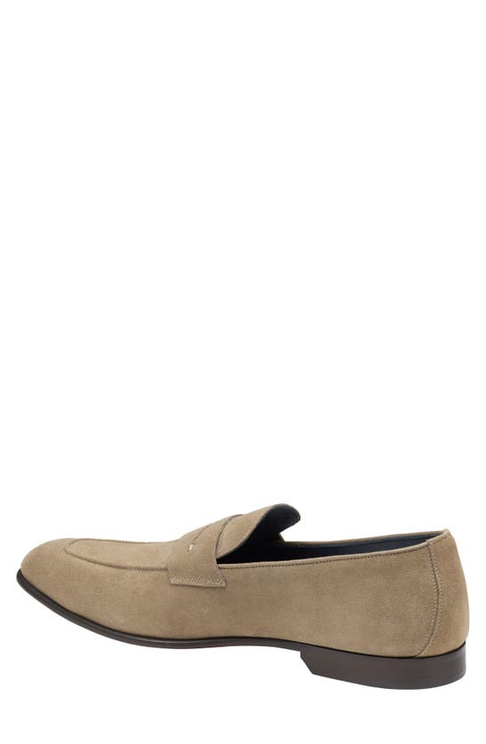 Shop Johnston & Murphy Collection Taylor Moc Toe Penny Loafer In Taupe Italian Suede