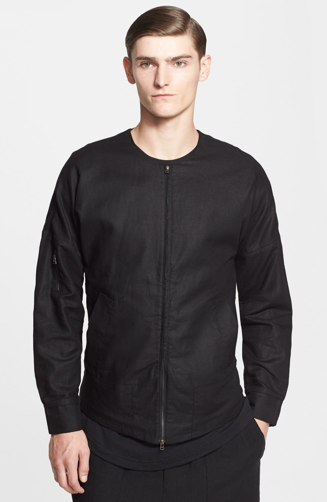 Chapter 'Ryn' Collarless Linen & Cotton Bomber Jacket Nordstrom