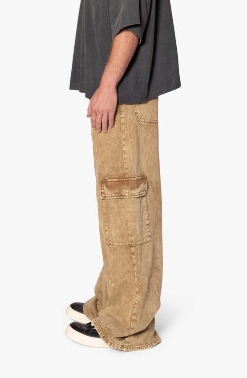 Mnml Void Baggy Denim Cargo Pants In Brown