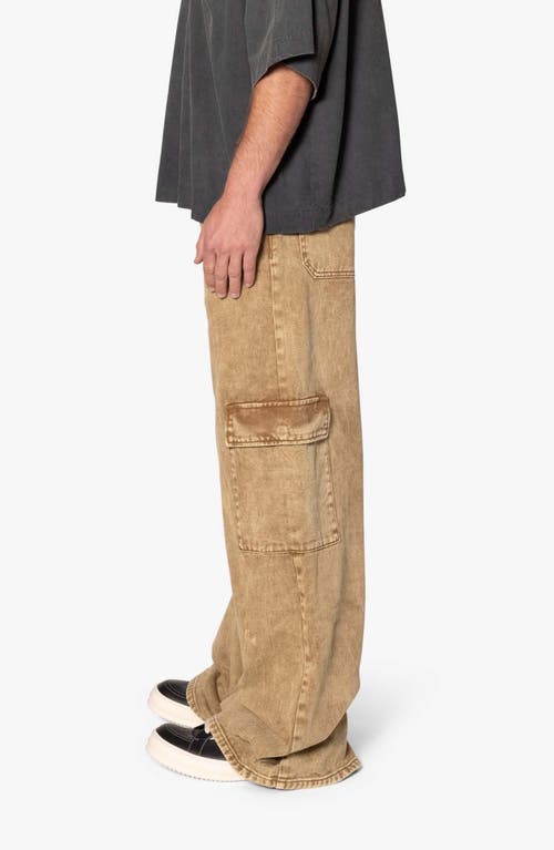 Shop Mnml Void Baggy Denim Cargo Pants In Brown