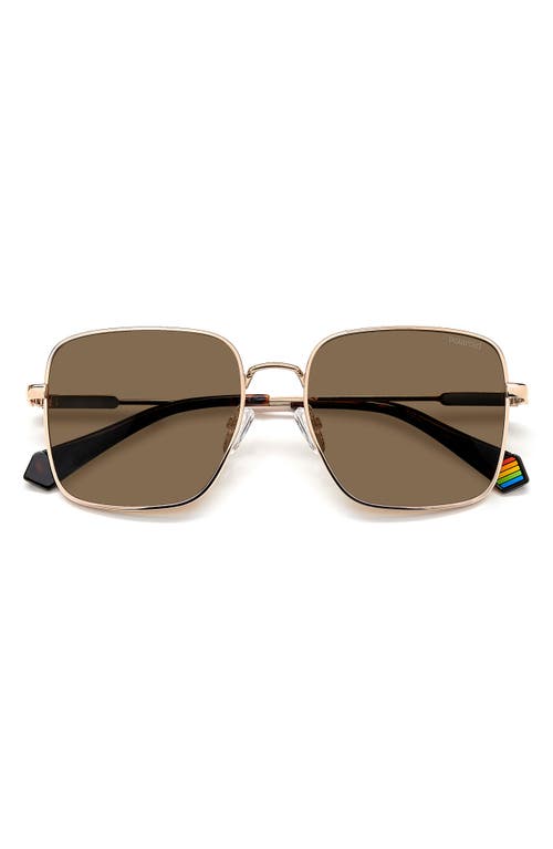 56mm Polarized Square Sunglasses in Gold Copper/Bronze Polar