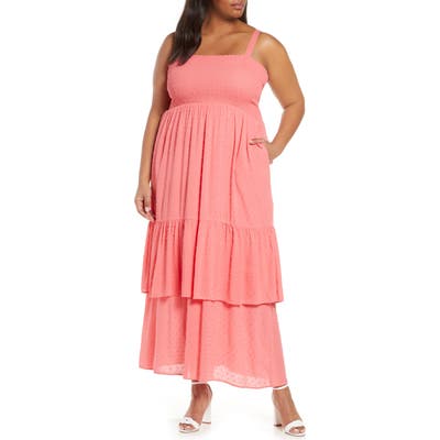 Plus Size Gibson X The Motherchic Laguna Smocked Maxi Sundress, Pink