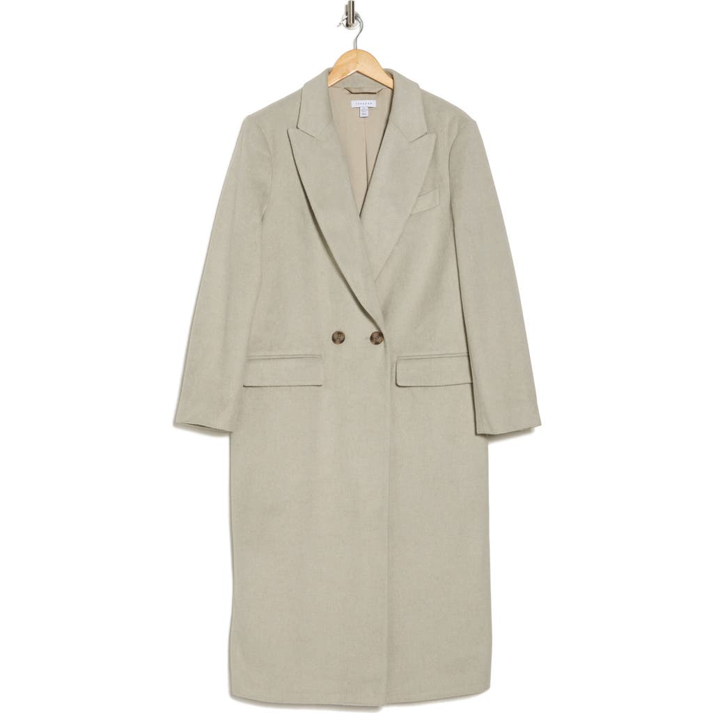 Shop Topshop Double Breasted Coat In Light Green