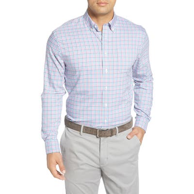 Johnnie-O Stan Check Button-Down Performance Shirt, Pink