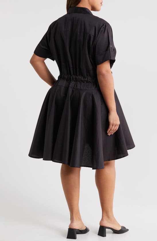 Shop Harshman Meadow Drawstring Waist Shirtdress In Black