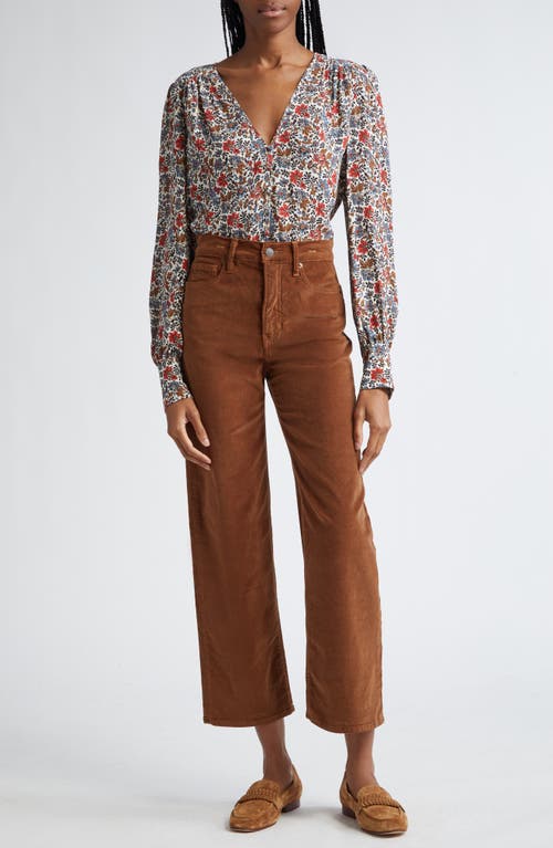 Veronica Beard Crosbie High Waist Wide Straight Leg Corduroy Pants In Deep Ochre