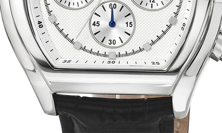 Porsamo Bleu Roman Chronograph Croc Embossed Leather Strap Watch, 42mm In Black