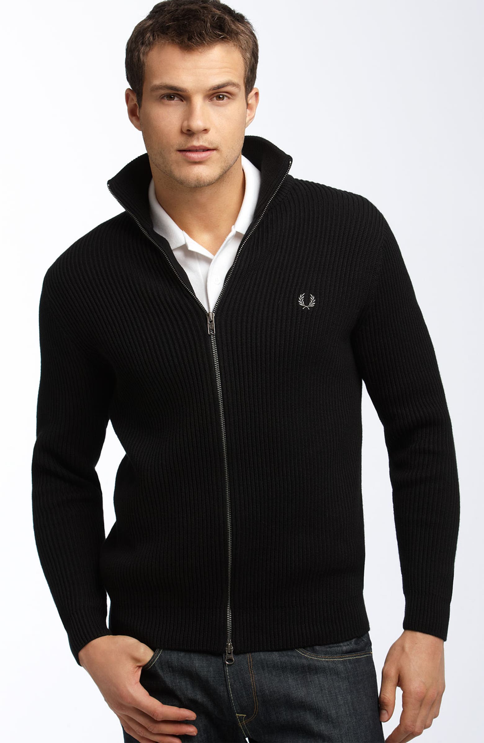 Fred Perry Ribbed Zip Front Sweater | Nordstrom